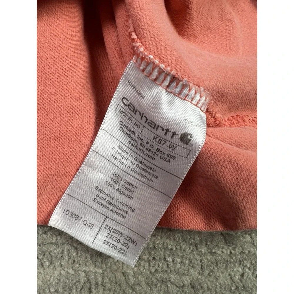 Carhartt Top Womens 2X Pink‎ Shirt Loose Fit Short Sleeve Pocket - Picture 11 of 13